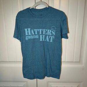 Disney Parks‎ Mad Hatter Hatters Gonna Hat Teal Blue Heather Graphic T-Shirt S